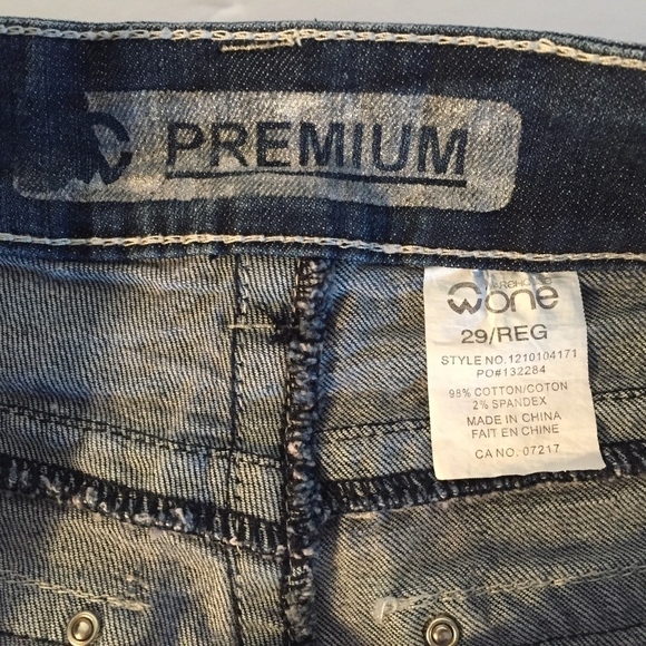 Warehouse One Premium Jeans Womens 29 Boot Cut Mid Rise Rhinestone Pocket Flaps - Picture 6 of 8